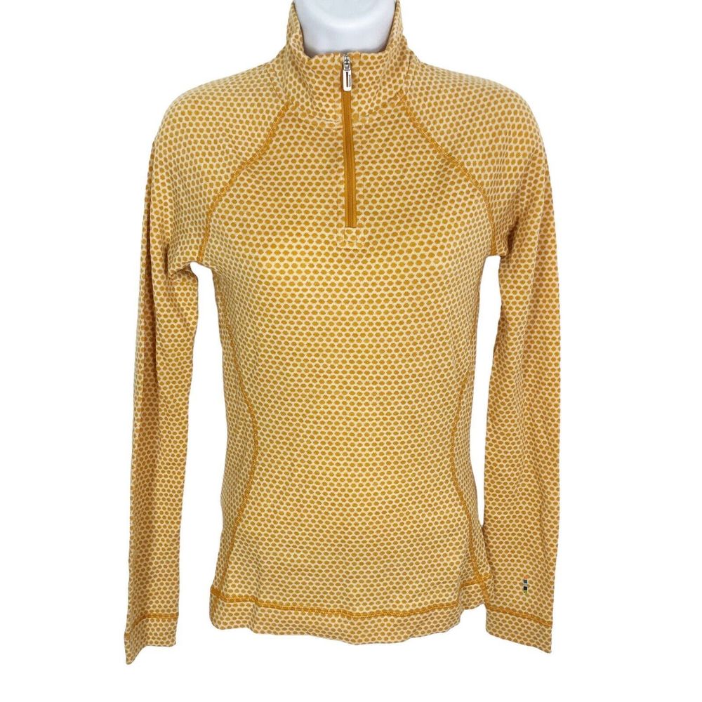 Smartwool 250 XS 100% Merino Wool Classic Thermal 1/4-Zip Top Gold Dot SW016375